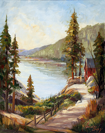 Doreen Abegg oil painting of Big Bear Lake CA